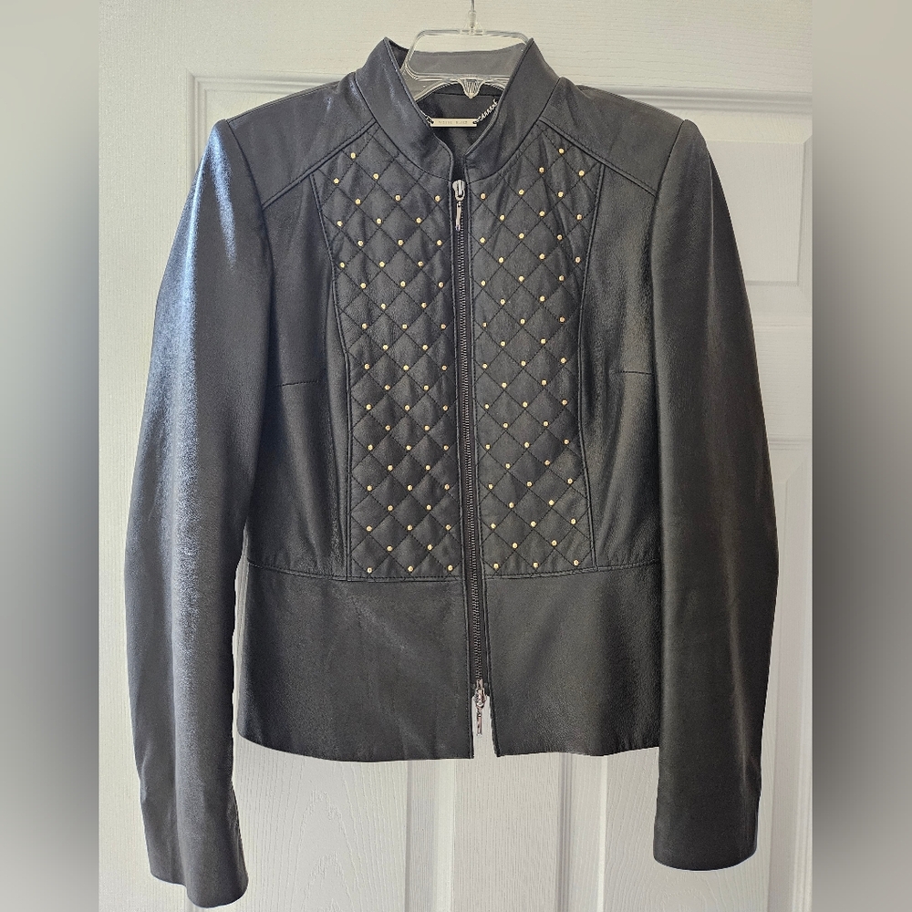 White House Black Market black leather jacket size S